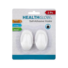 Self-Adhesive Plastic Hooks, 2 Piece - Oval